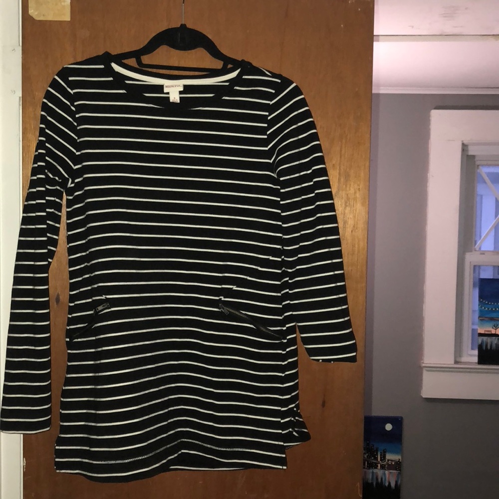Black and white striped long sleeve shirt